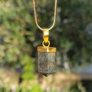 Ruby Zoisite Point Gold-Plated Pendant